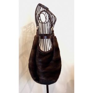 J. Mendel chocolate brown mink hobo purse